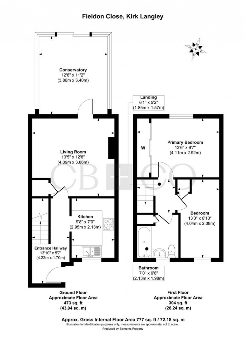 Floorplan for Fieldon Close, Kirk Langley, Ashbourne