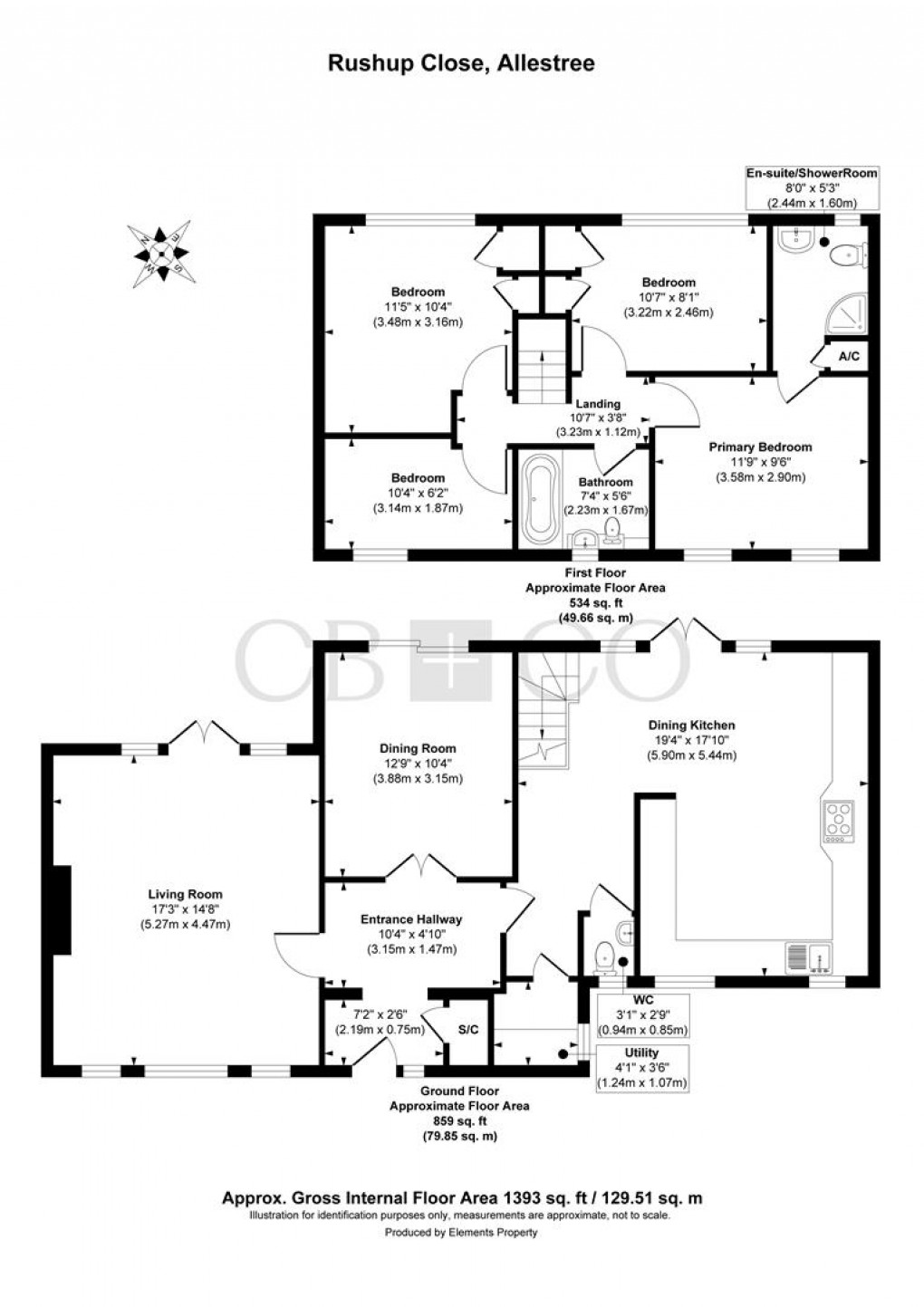 Floorplan for Rushup Close, Allestree, Derby