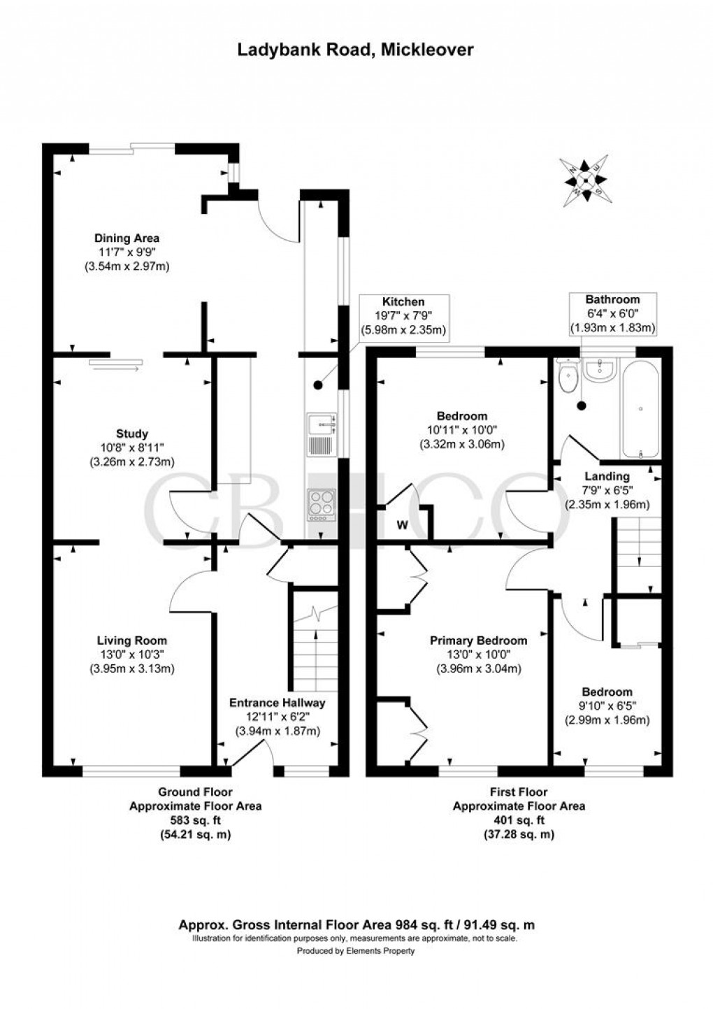 Floorplan for Ladybank Road, Mickleover, Derby