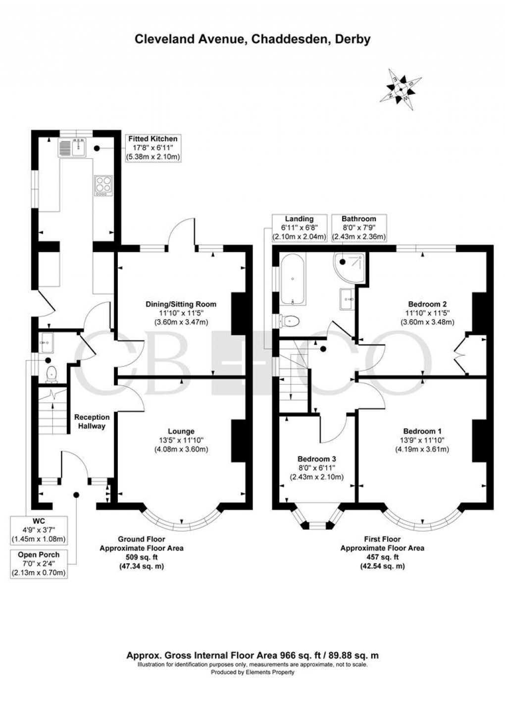 Floorplan for Cleveland Avenue, Chaddesden, Derby