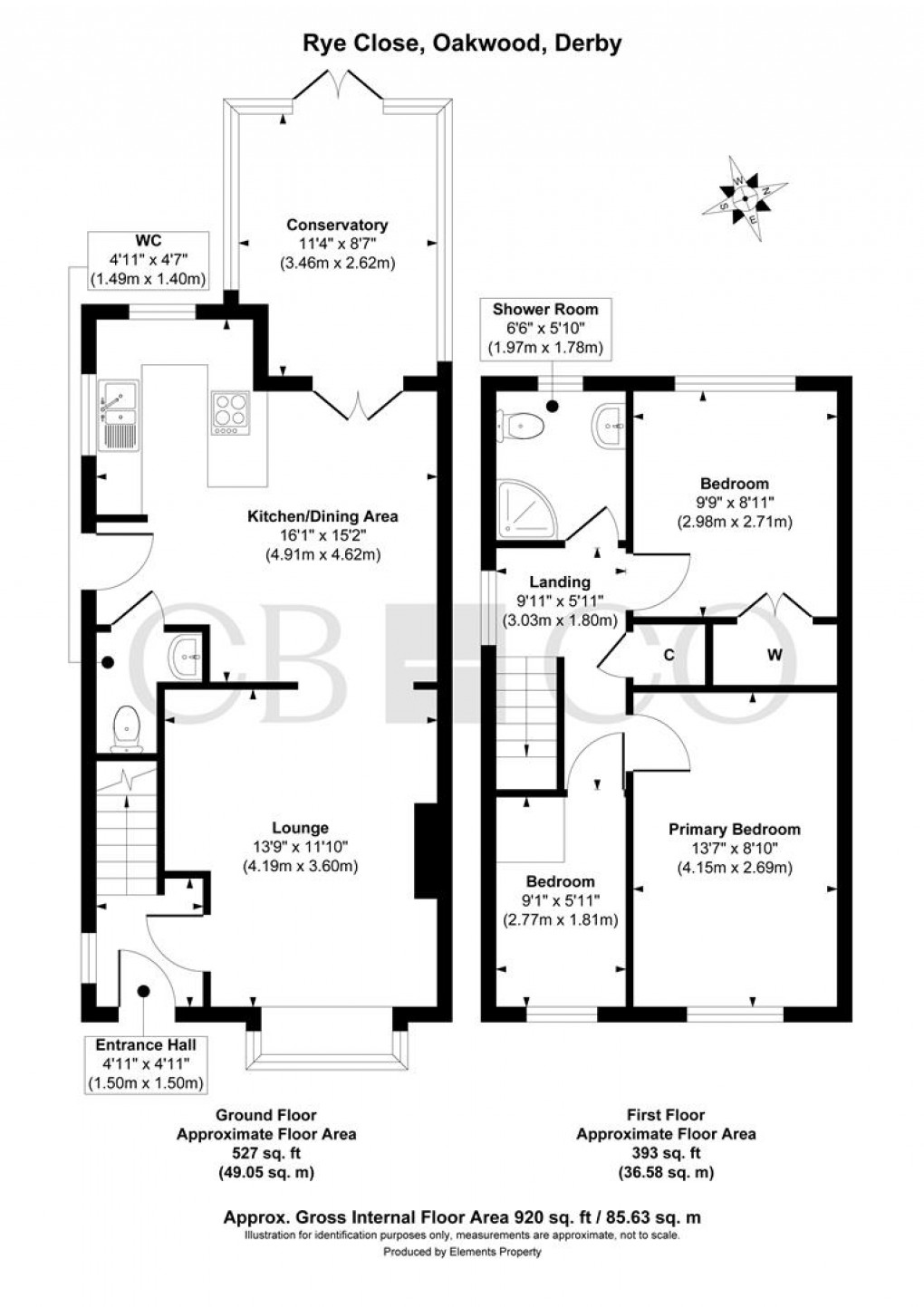 Floorplan for Rye Close, Oakwood, Derby