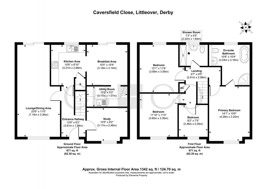 Floorplan for Caversfield Close, Littleover, Derby