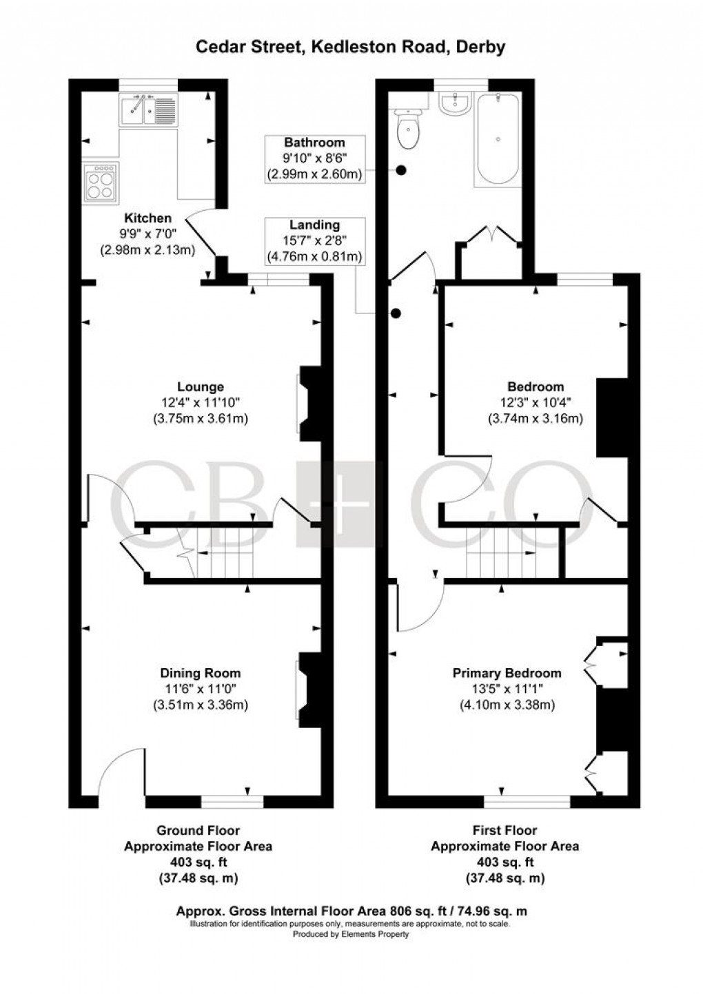 Floorplan for Cedar Street, Off Kedleston Road, Derby