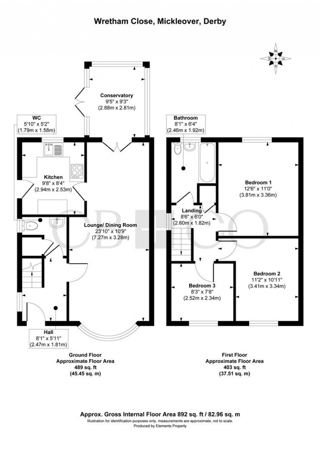 Floorplan for Wretham Close, Mickleover, Derby