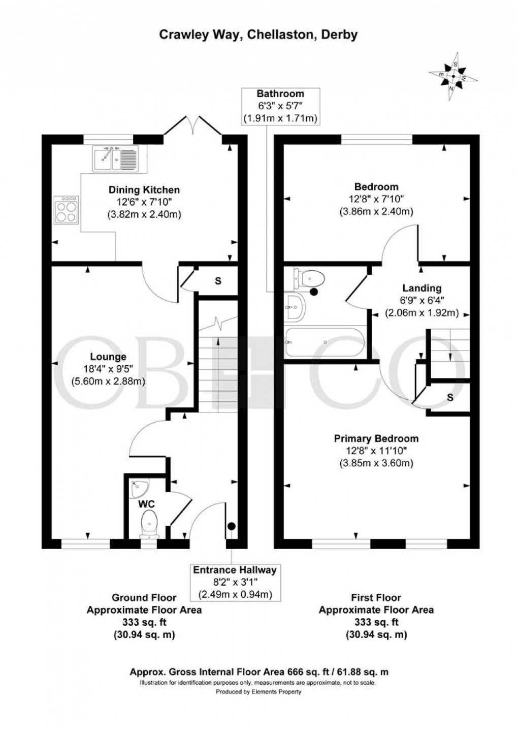 Floorplan for Crawley Way, Chellaston, Derby