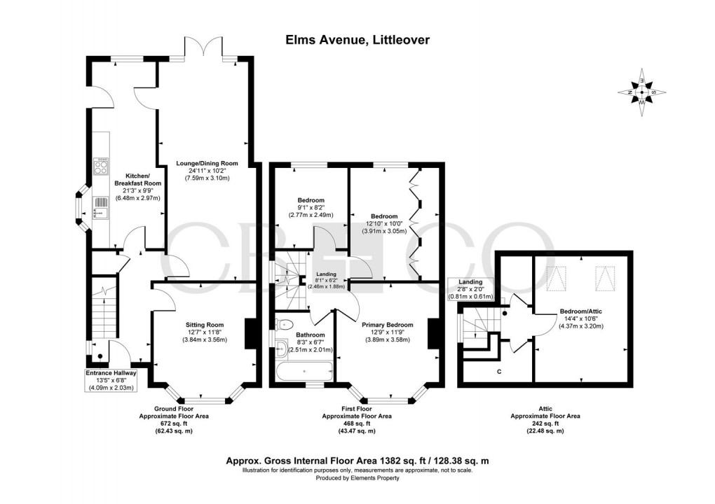 Floorplan for Elms Avenue, Littleover, Derby