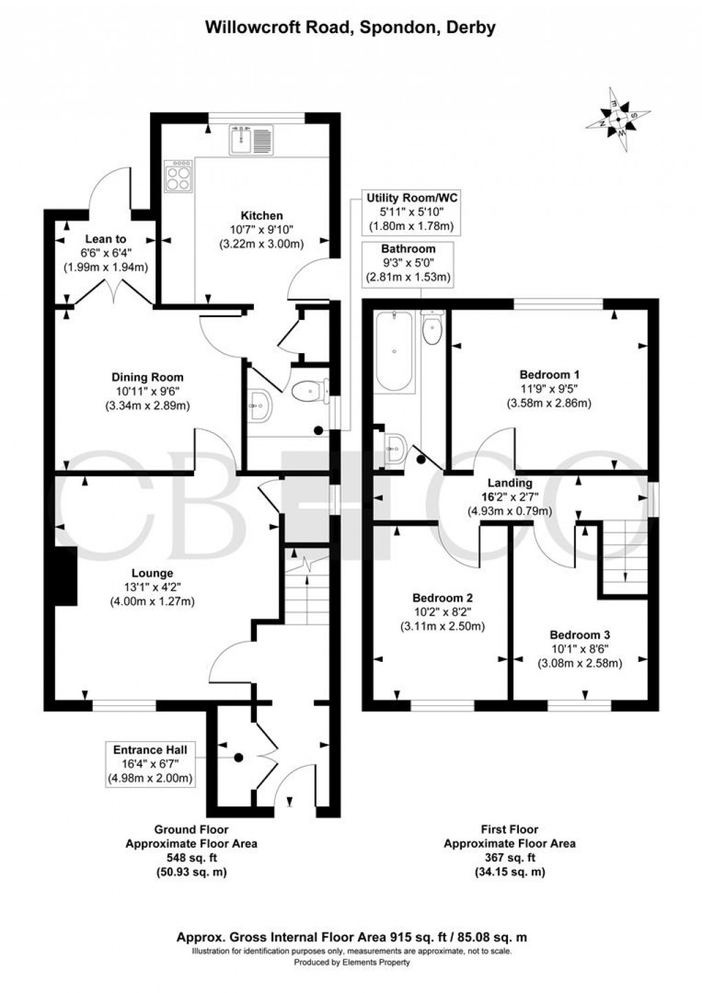 Floorplan for Willowcroft Road, Spondon, Derby
