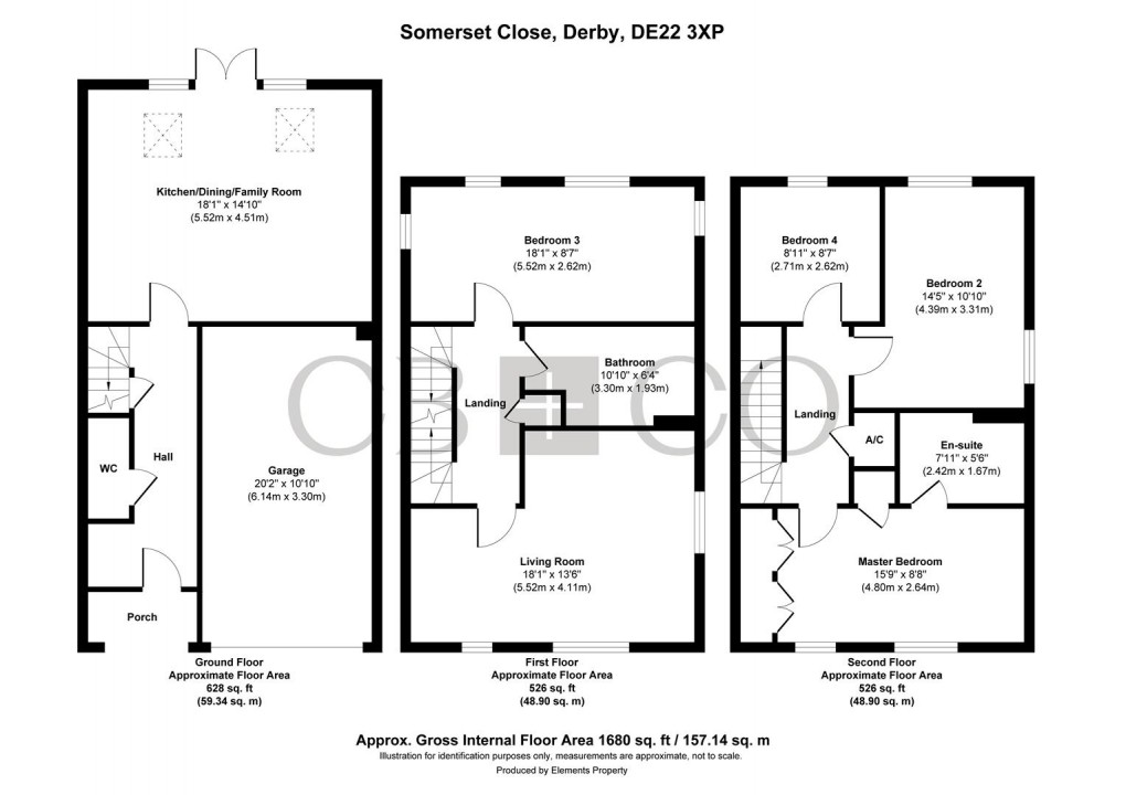 Floorplan for Somerset Close, Derby