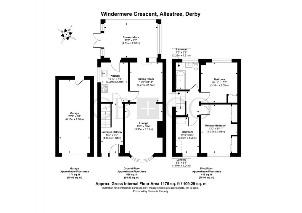 Floorplan for Windermere Crescent, Allestree, Derby