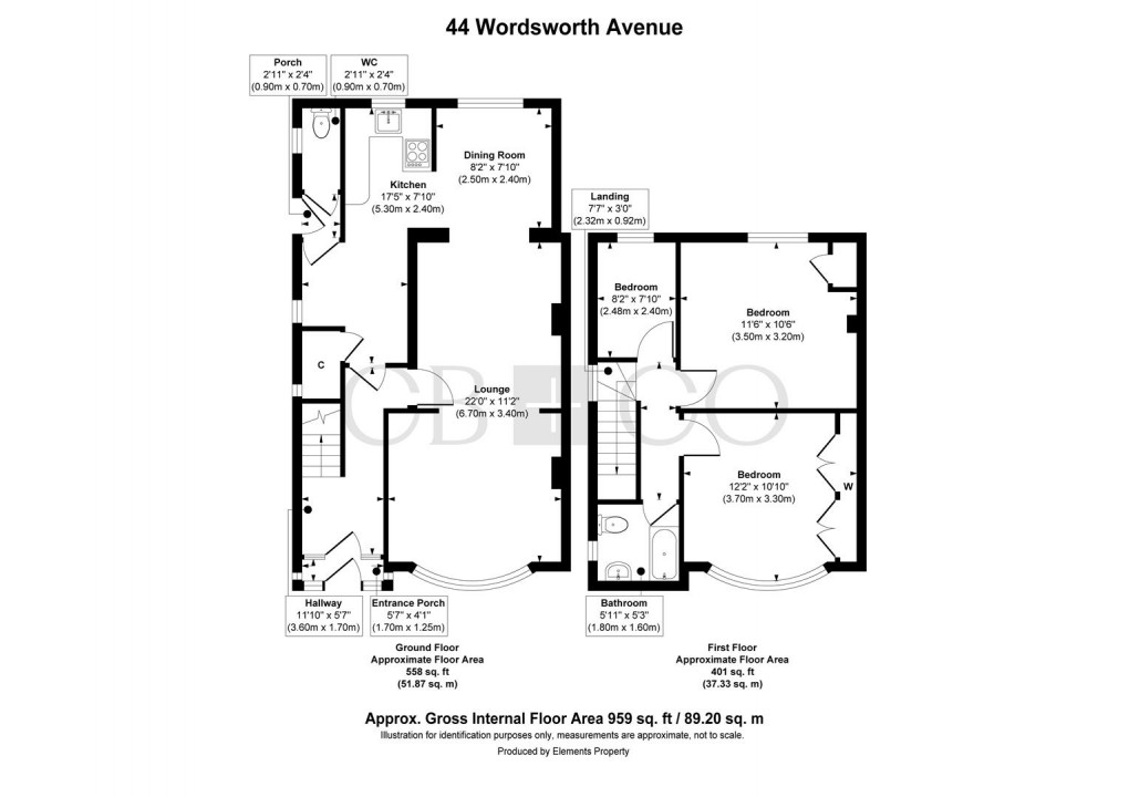 Floorplan for Wordsworth Avenue, Sinfin, Derby