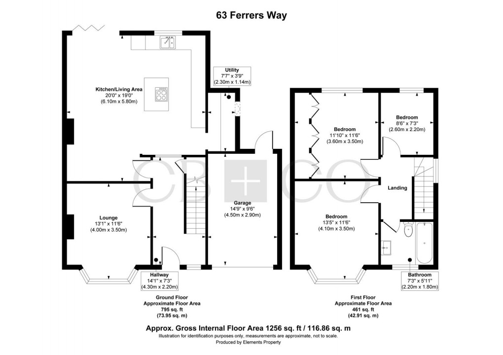 Floorplan for Ferrers Way, Allestree, Derby