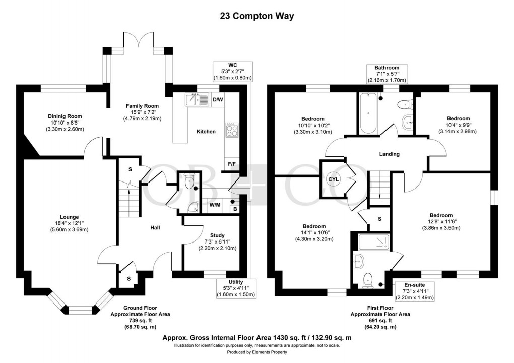 Floorplan for Compton Way, Littleover, Derby