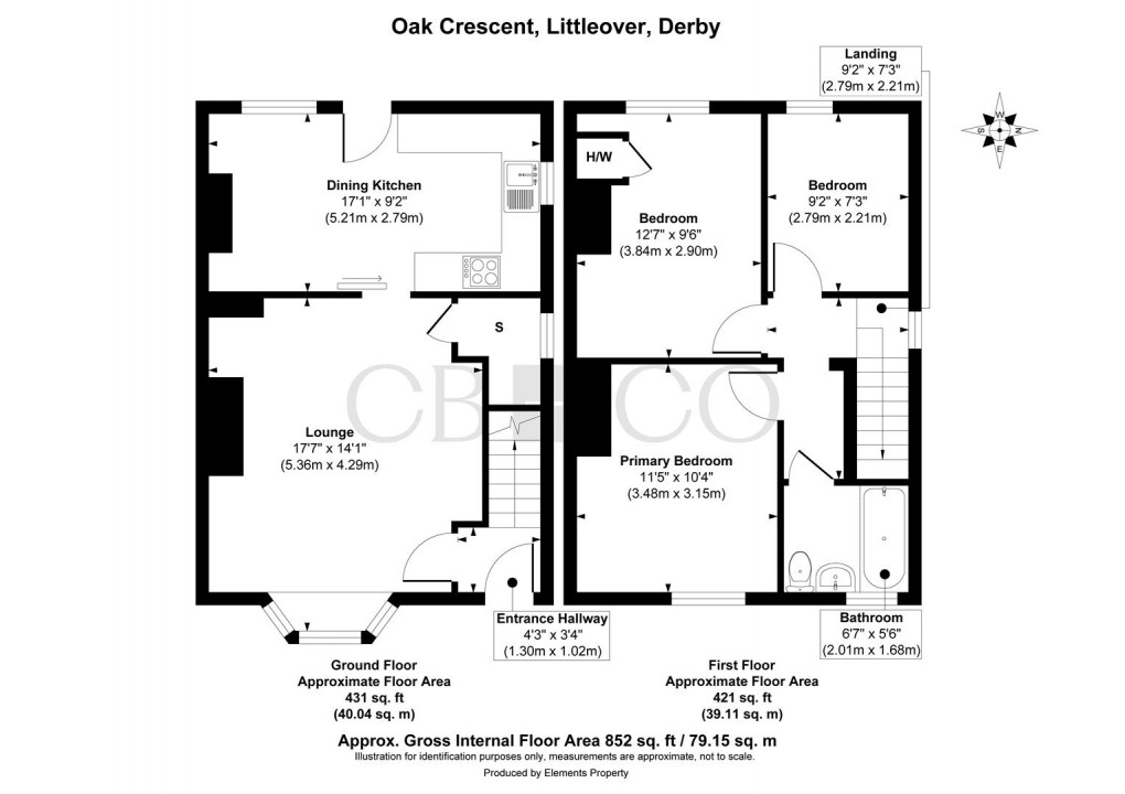 Floorplan for Oak Crescent, Littleover, Derby