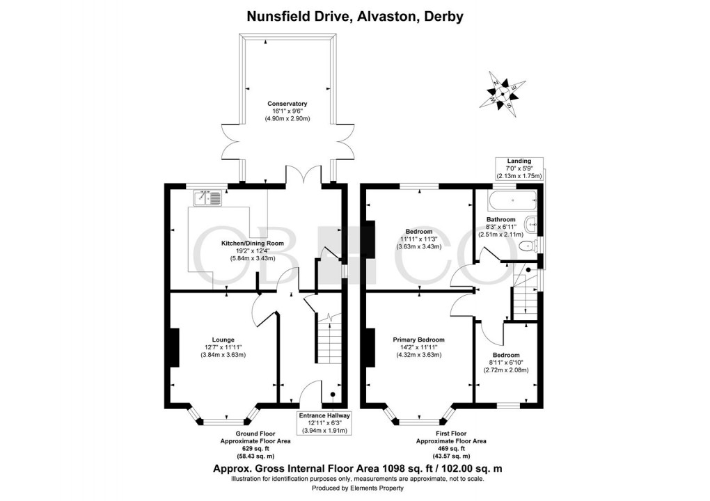 Floorplan for Nunsfield Drive, Alvaston, Derby