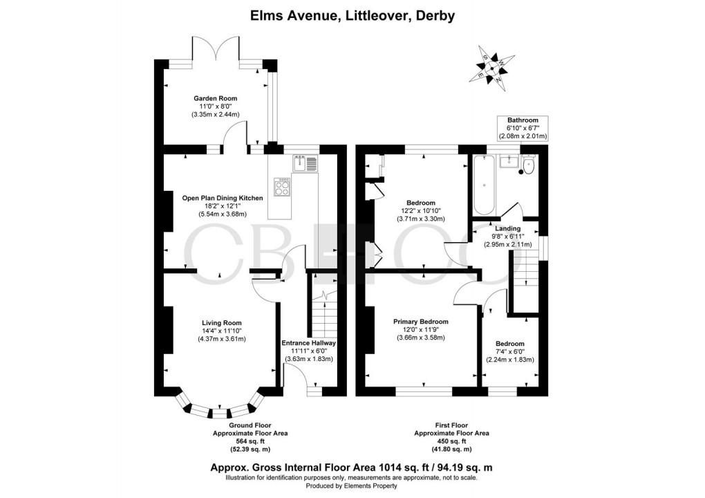 Floorplan for Elms Avenue, Littleover, Derby