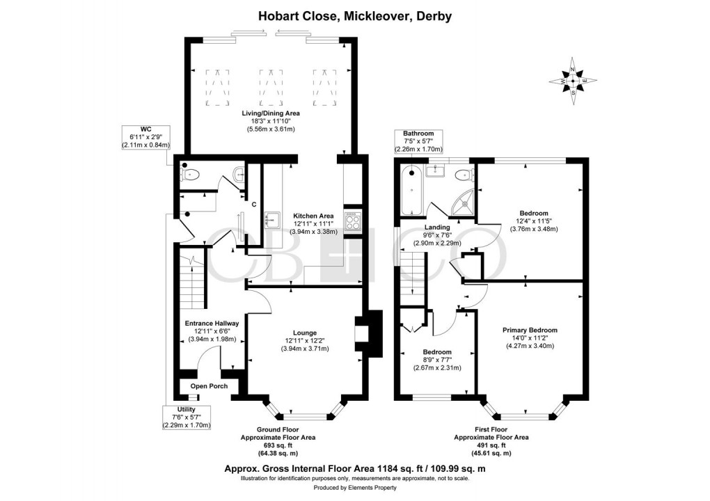 Floorplan for Hobart Close, Mickleover, Derby