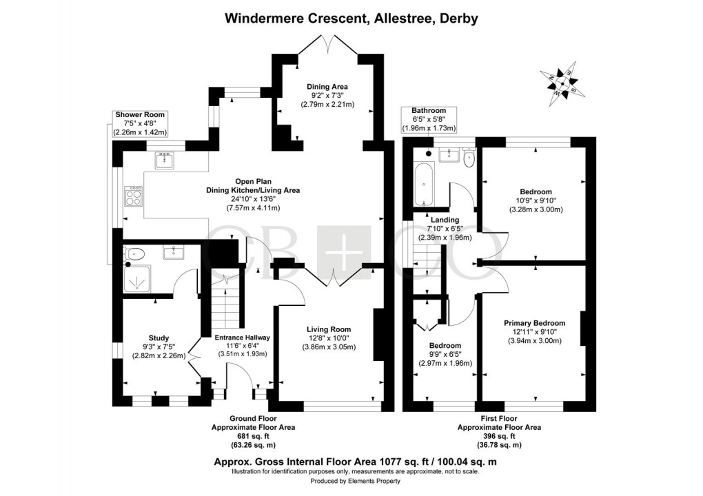 Floorplan for Windermere Crescent, Allestree, Derby