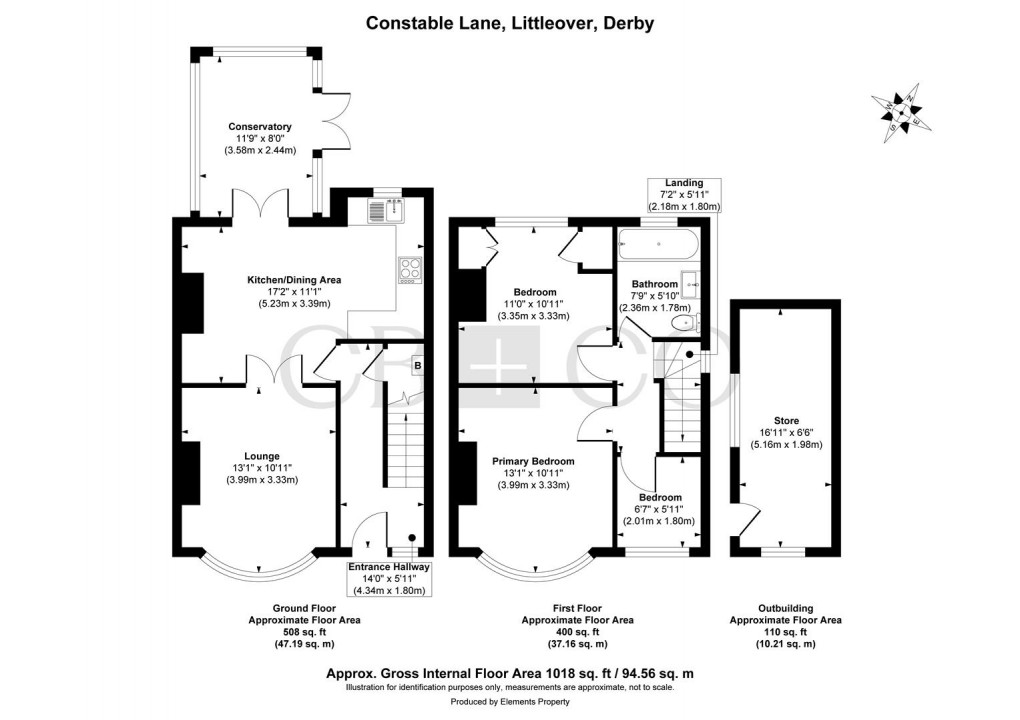 Floorplan for Constable Lane, Littleover, Derby