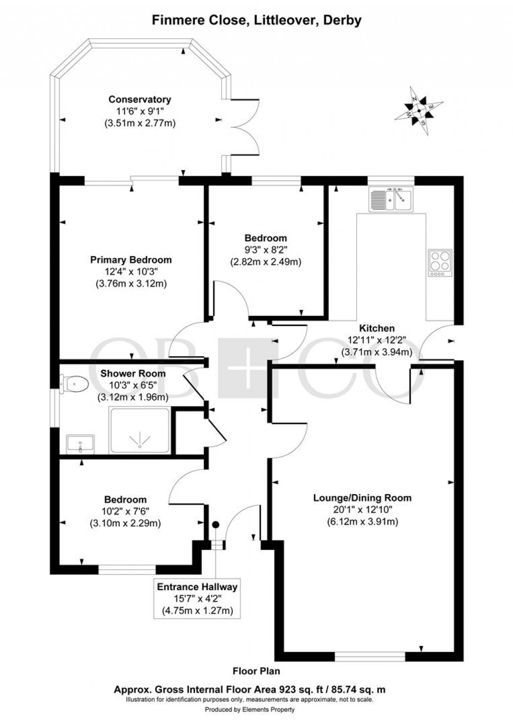 Floorplan for Finmere Close, Littleover, Derby