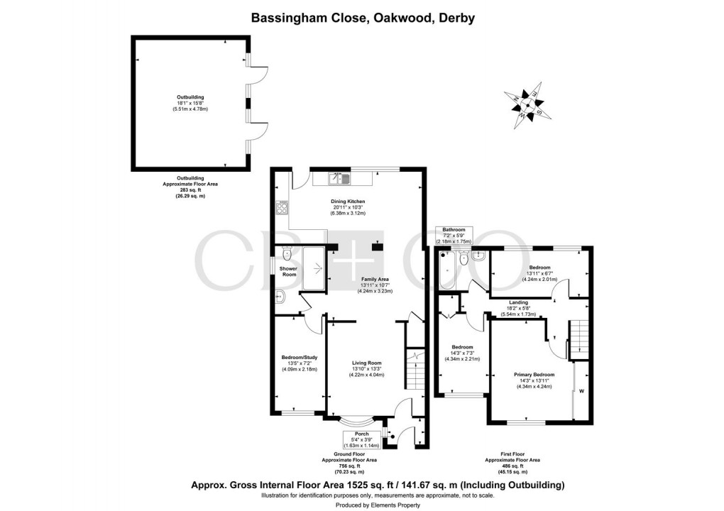 Floorplan for Bassingham Close, Oakwood, Derby