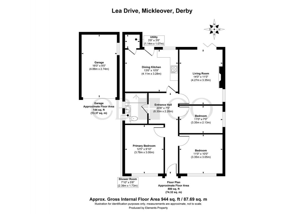Floorplan for Lea Drive, Mickleover, Derby