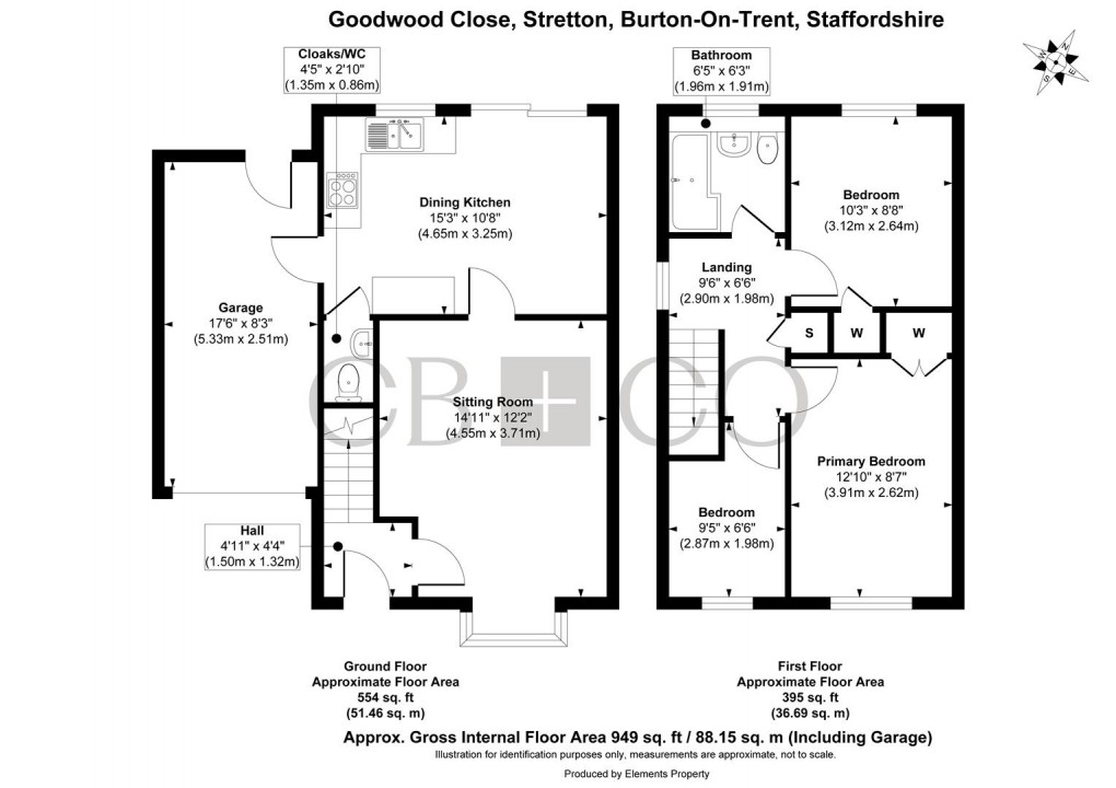 Floorplan for Goodwood Close, Stretton, Burton-On-Trent