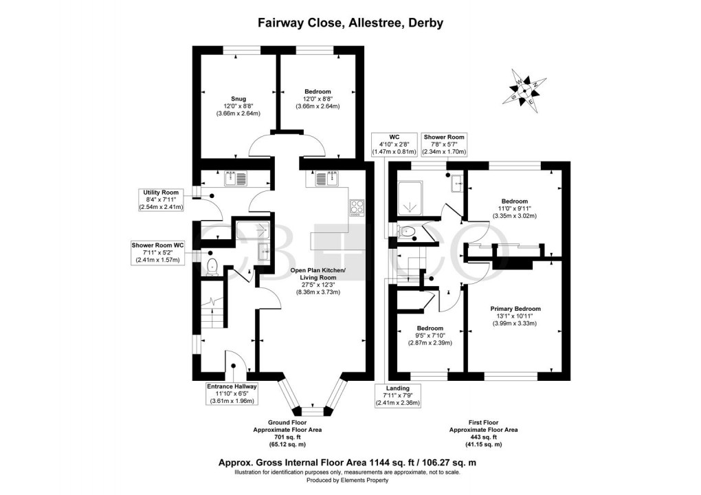 Floorplan for Fairway Close, Allestree, Derby