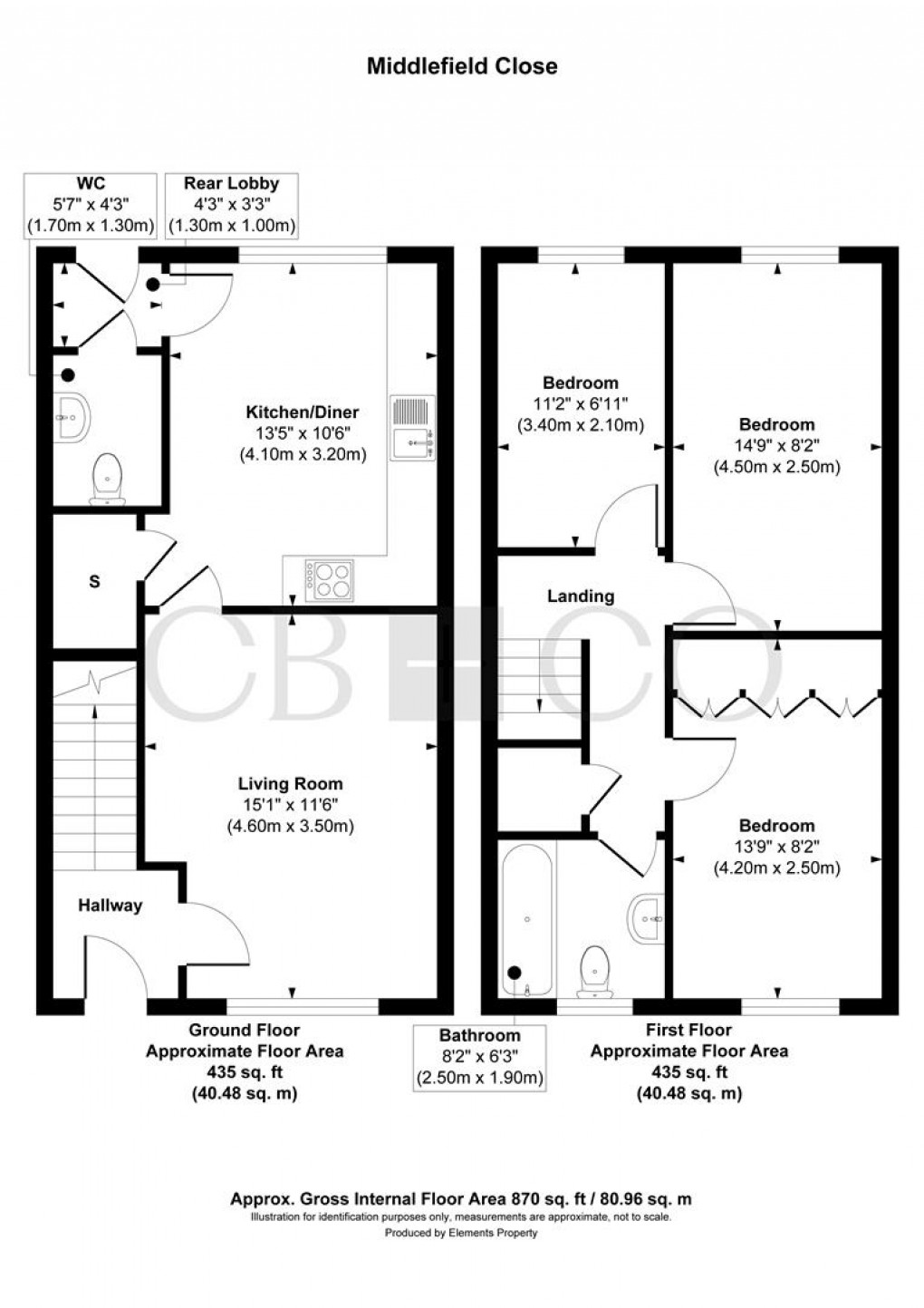 Floorplan for Middlefield Close, Allestree, Derby