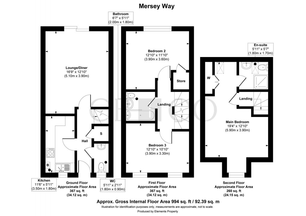 Floorplan for Mersey Way, Hilton, Derby