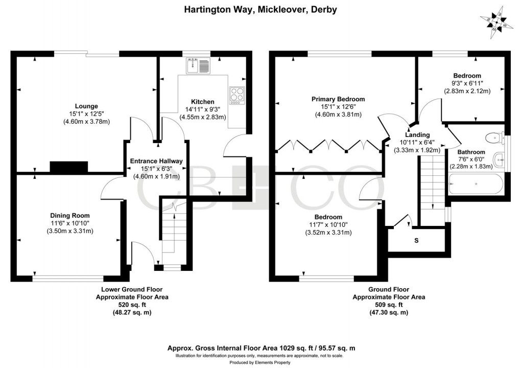Floorplan for Hartington Way, Mickleover, Derby