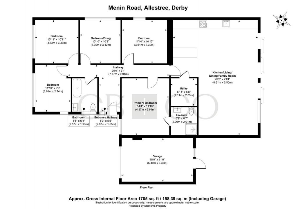 Floorplan for Menin Road, Allestree, Derby