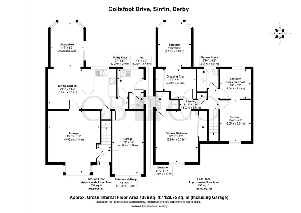 Floorplan for Coltsfoot Drive, Sinfin, Derby