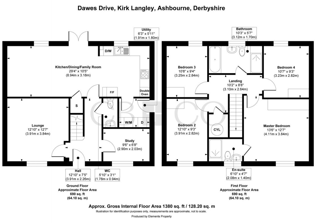 Floorplan for Dawes Drive, Kirk Langley, Ashbourne