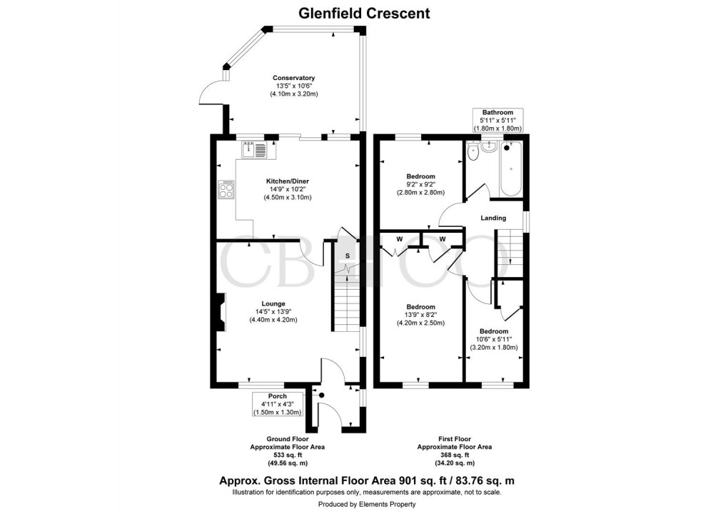 Floorplan for Glenfield Crescent, Mickleover, Derby