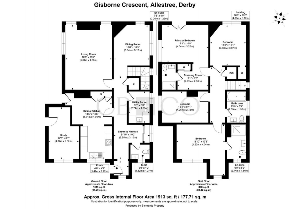 Floorplan for Gisborne Crescent, Allestree, Derby