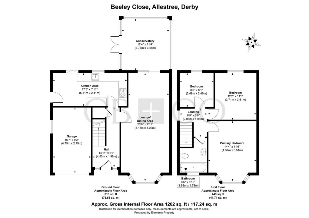 Floorplan for Beeley Close, Allestree, Derby