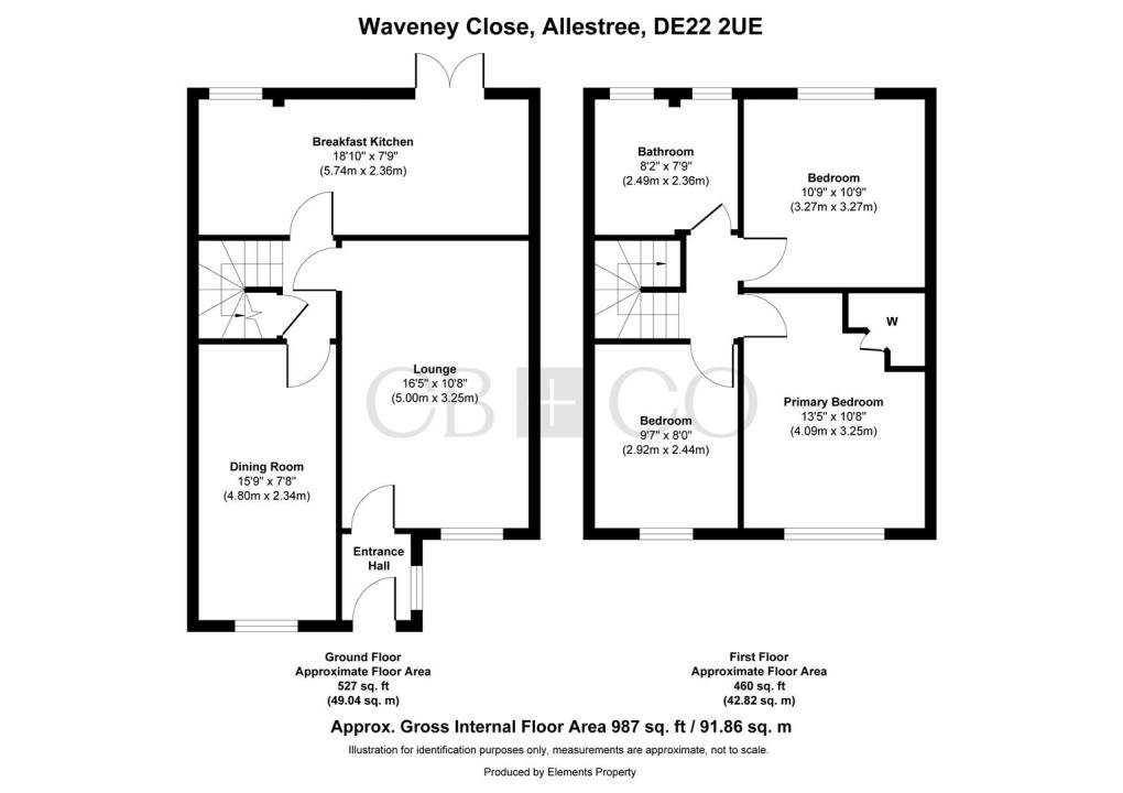 Floorplan for Waveney Close, Allestree, Derby