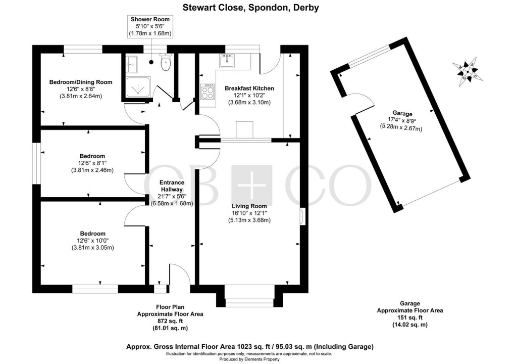 Floorplan for Stewart Close, Spondon, Derby