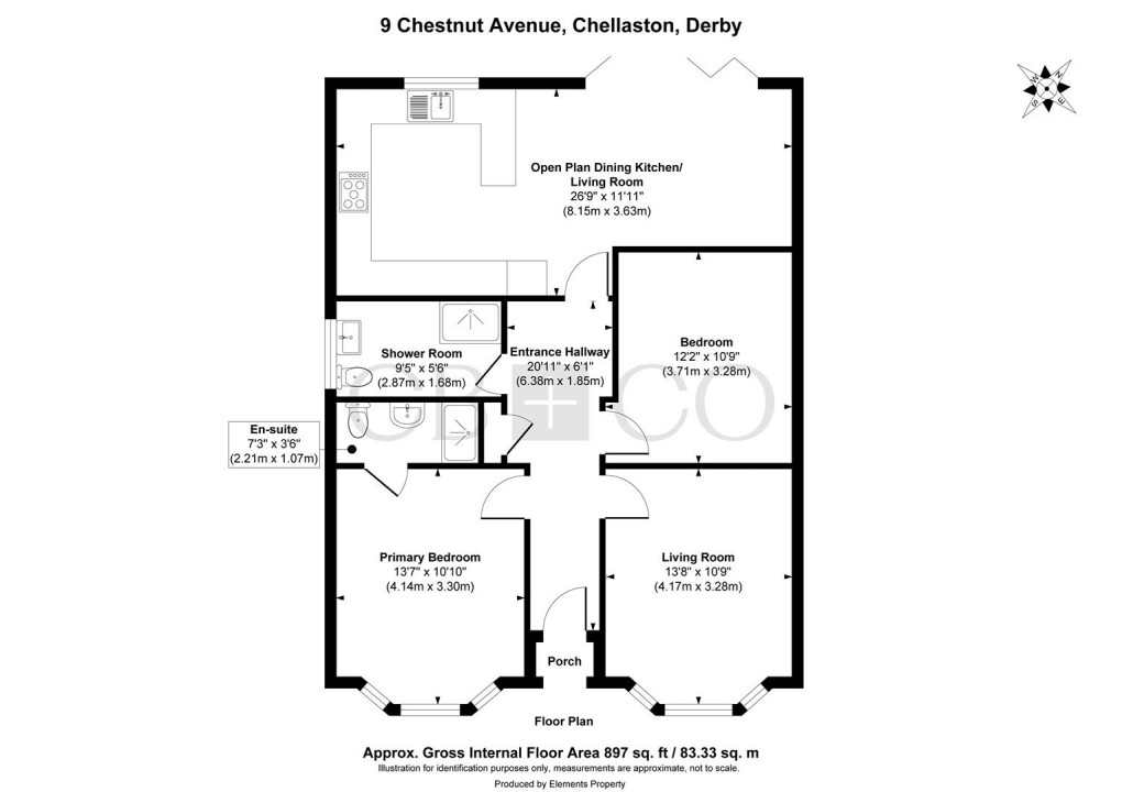 Floorplan for Chestnut Avenue, Chellaston, Derby