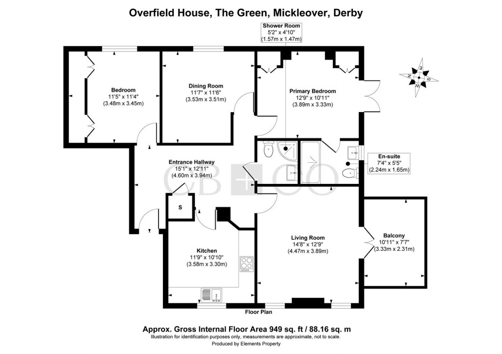Floorplan for Overfield House, The Green, Mickleover, Derby